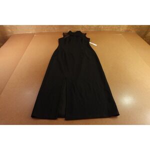 Clover And Sloane Womens 10 Black Sleeveless Mock Neck Front Slit Maxi Dress NWT